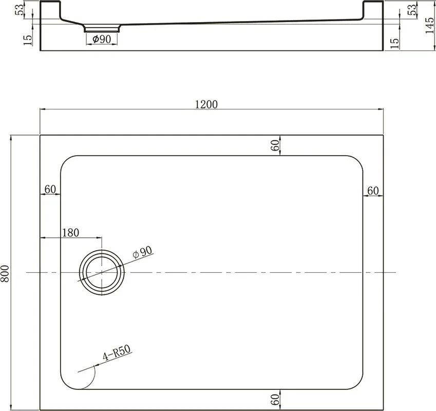 Поддон для душа Veconi Tezeo acrylic TZ-54 120x80, белый Sancos — официальный сайт