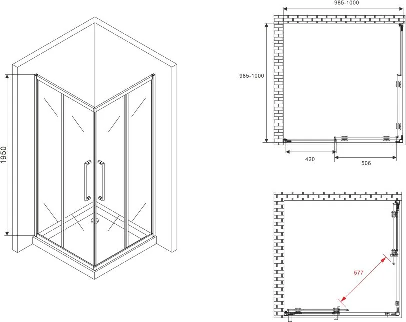 Душевой уголок Abber Schwarzer Diamant AG02100BMH 100x100, профиль черный матовый, стекло матовое Sancos — официальный сайт