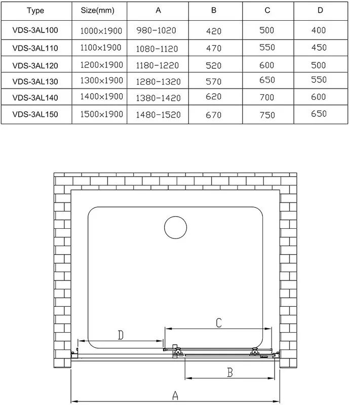 Душевая дверь в нишу Vincea Alpha VDS-3AL140CL 140 см, стекло прозрачное, хром Sancos — официальный сайт