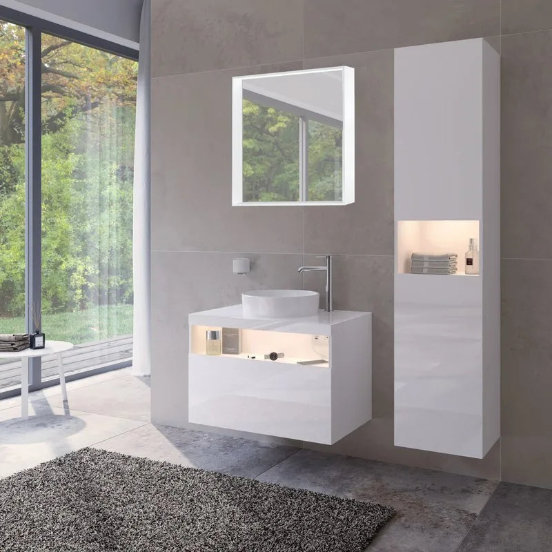 Шкаф-пенал для ванной Keuco Stageline 32831 R, белый, с подсветкой Sancos — официальный сайт