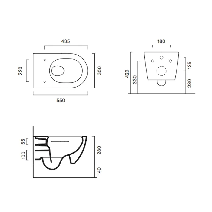 Чаша для унитаза подвесного Catalano Sfera 55х35, черный матовый, с микролифтом Sancos — официальный сайт
