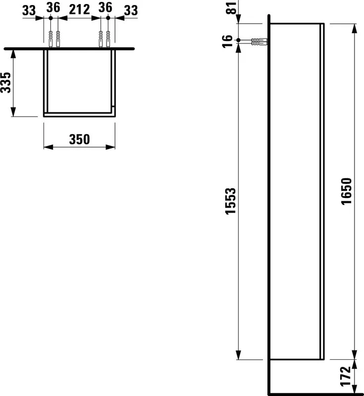 Шкаф-пенал для ванной Laufen Kartell by Laufen 4.0828.7.033.642.1 L, шиферный Sancos — официальный сайт