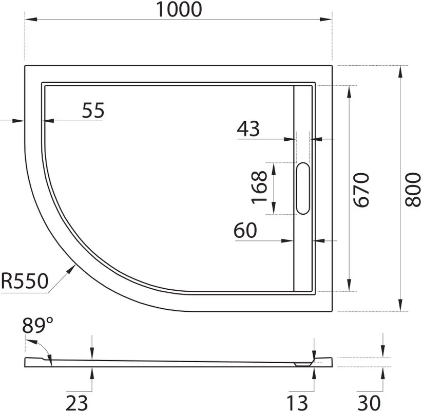 Поддон для душа Cezares TRAY-AS-RH-100/80-30-W-R 100x80 R, белый Sancos — официальный сайт