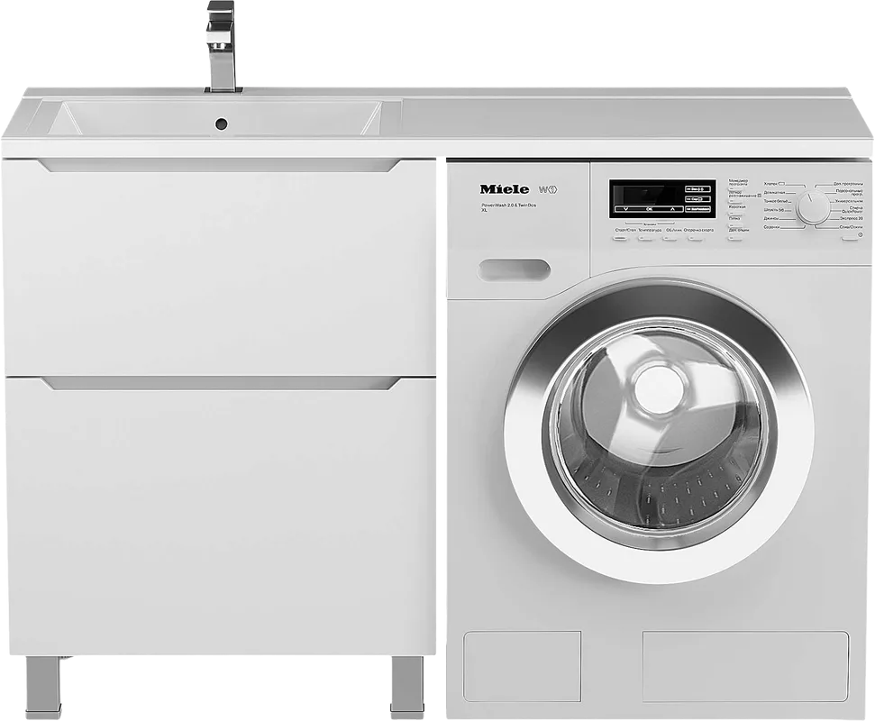 Тумба под раковину без столешницы Uperwood Tanos 60 под стиральную машину, напольная, белый, 2 ящика Sancos — официальный сайт