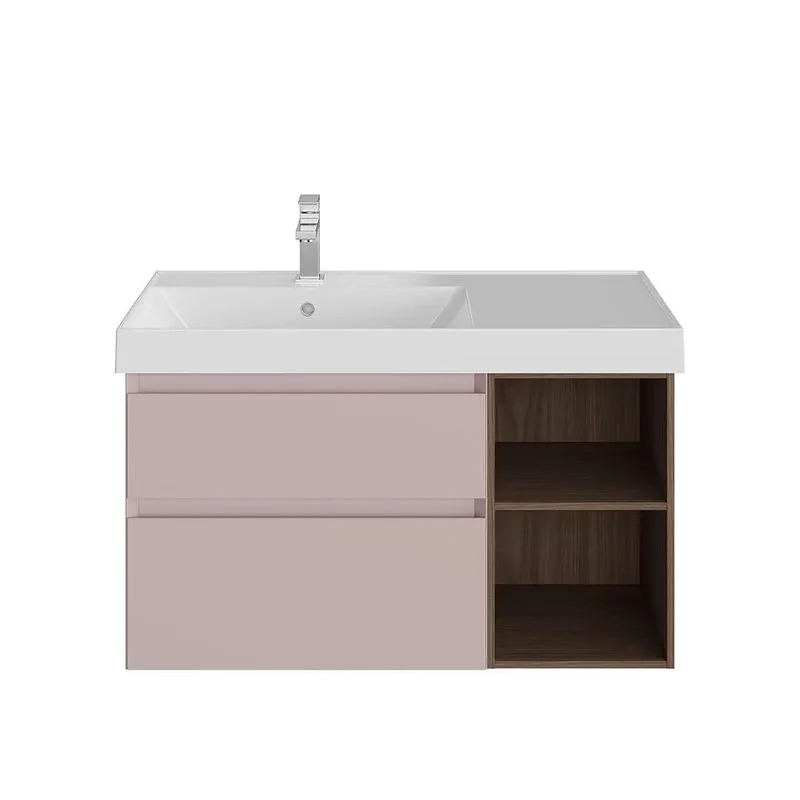 Тумба под раковину без столешницы KERAMA MARAZZI Cubo 90, левая подвесная, с ящиками и полкой, мальв Sancos — официальный сайт