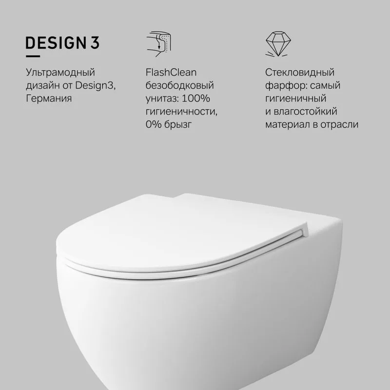 Унитаз подвесной AM.PM Awe C111700WH тонкая крышка с микролифтом Sancos — официальный сайт