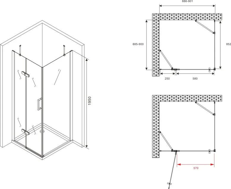 Душевой уголок Abber Zart AG08090-S91 90х90, профиль хром, стекло прозрачное Sancos — официальный сайт