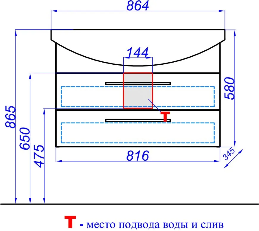 Тумба под раковину без столешницы Aqwella Allegro 85 с 2 ящиками Sancos — официальный сайт
