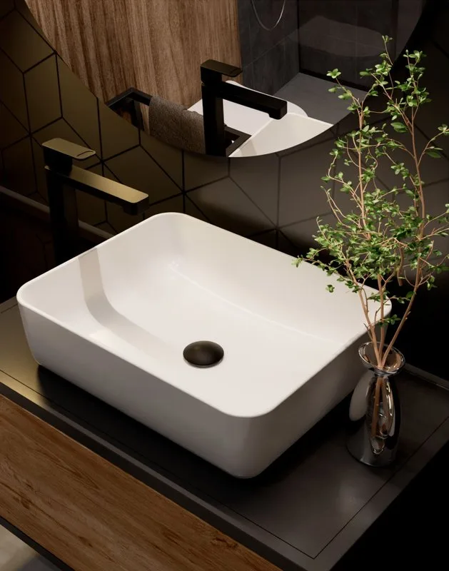Смеситель для раковины высокий матовый черный, AQUAme Parma AQM6614MB Sancos — официальный сайт
