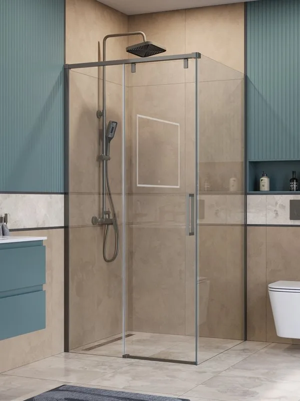 Душевой уголок BelBagno Soft Close-1 A-1-100-C-GM профиль оружейная сталь Sancos — официальный сайт