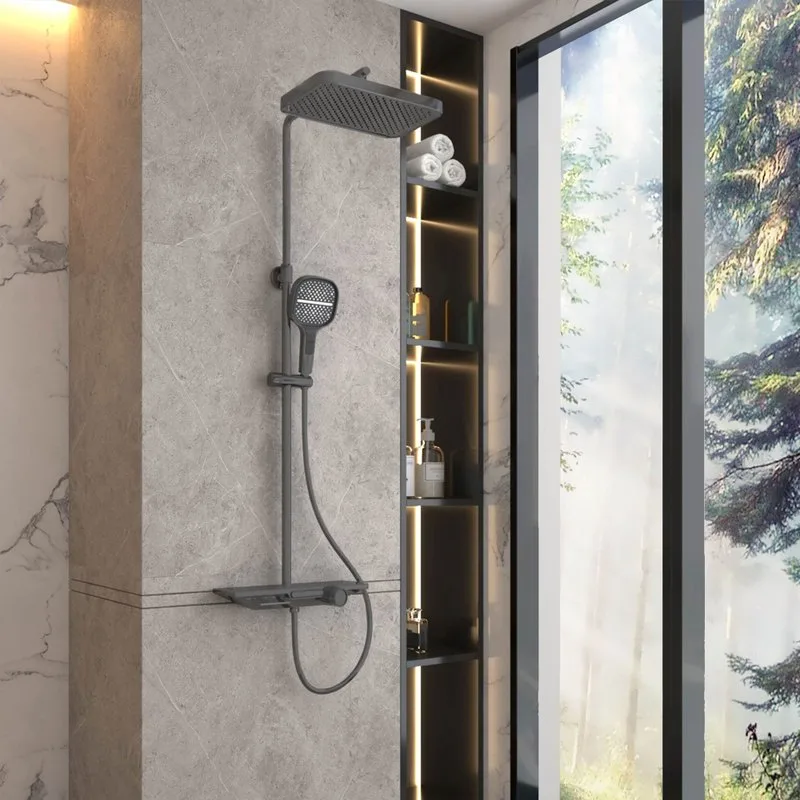 Душевая стойка Vincea VSFS-411GM, с изливом, вороненая сталь Sancos — официальный сайт
