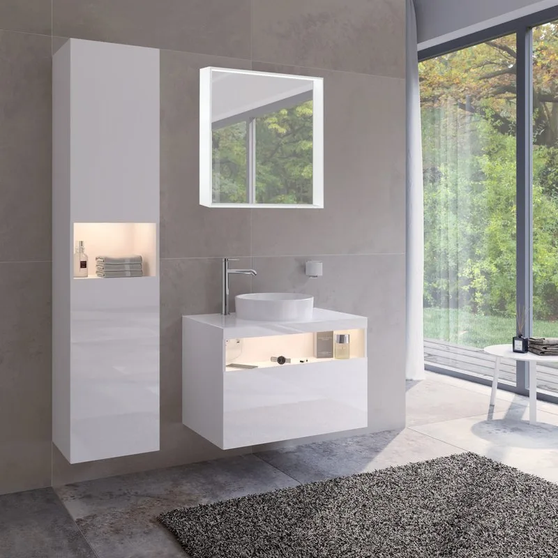 Шкаф-пенал для ванной Keuco Stageline 32831 L, белый, с подсветкой Sancos — официальный сайт