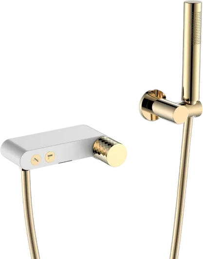 Смеситель для ванны с душем Boheme Stick 123-WG, white diamond gold Sancos — официальный сайт
