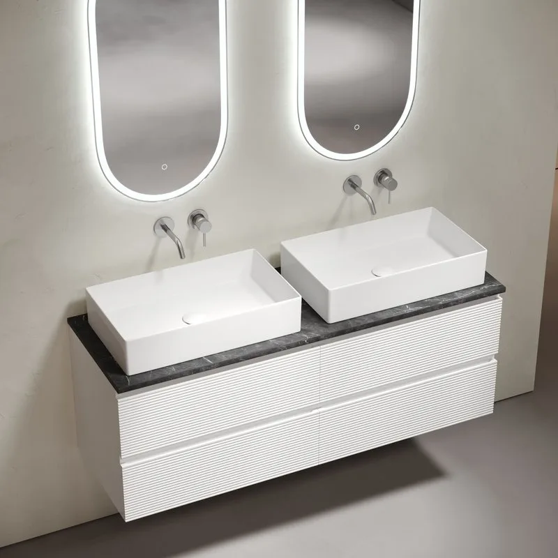 Тумба с раковиной Sancos Folk 140 bianco, столешница черный мрамор TT140A1, раковина CN6070 Sancos — официальный сайт