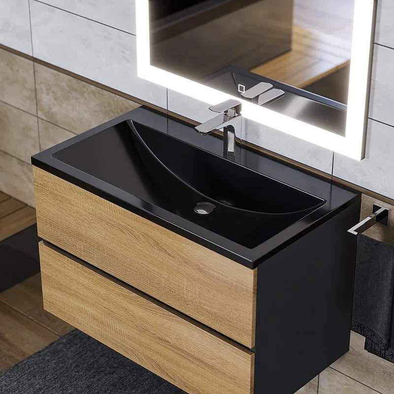Мебельная раковина Uperwood Self 80 черный глянец Sancos — официальный сайт