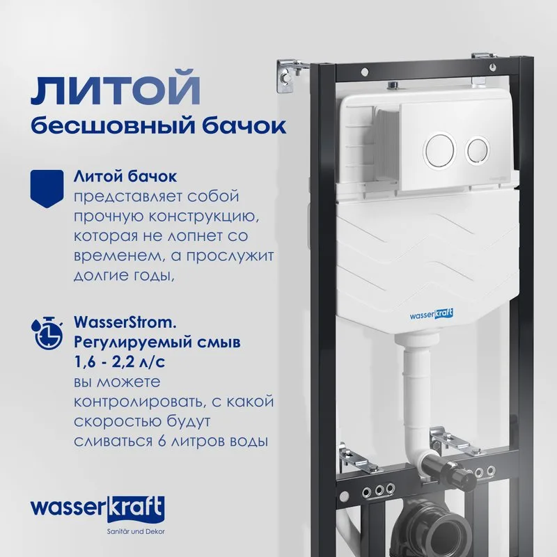 Система инсталляции для унитазов Wasserkraft Aller 10TLT.010.ME.WH01, с кнопкой смыва белой Sancos — официальный сайт