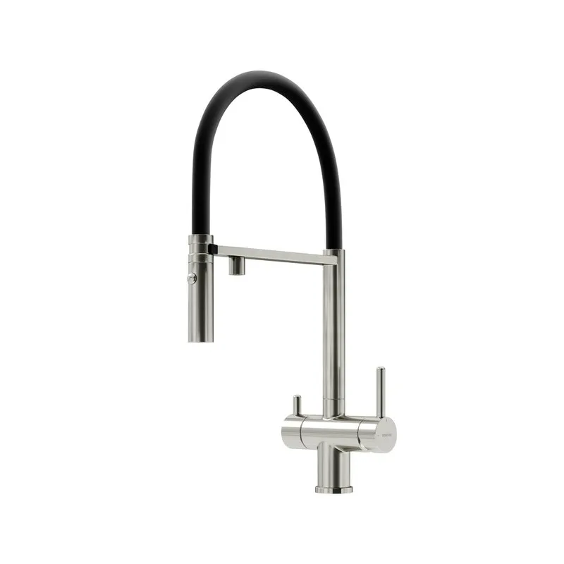 Смеситель для кухни гибкий с фильтром для питьевой воды SC4010BNbh, брашированный никель, черный Sancos — официальный сайт