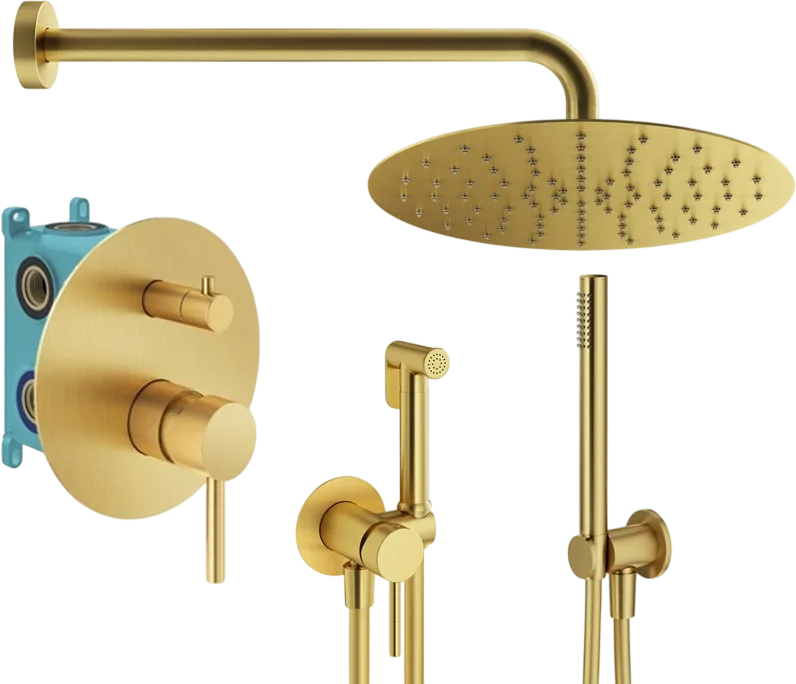 Комплект для ванной Plumberia Selection Ixo KITZXO18OB С ВНУТРЕННЕЙ ЧАСТЬЮ, брашированное золото Sancos — официальный сайт