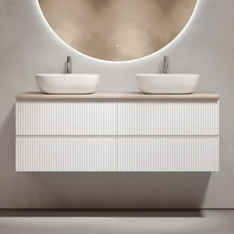 Тумба с раковиной Sancos Snob R 140 bianco, столешница бежевая TT140A2X, раковина CN6009 Sancos — официальный сайт