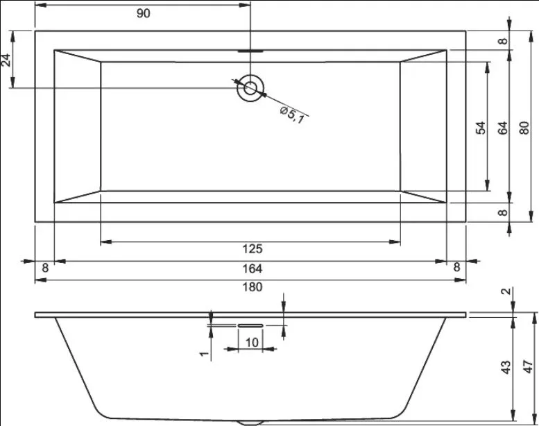Акриловая ванна Riho Rething Cubic B106001005 без опоры 180x80 см, встраиваемая Sancos — официальный сайт