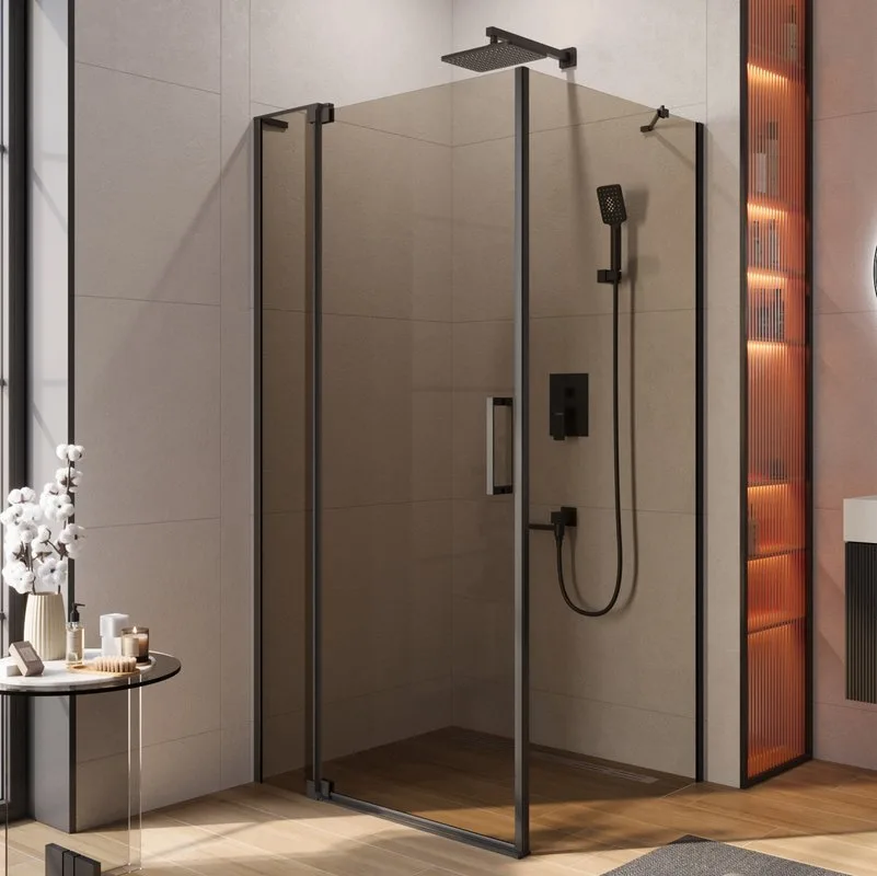 Душевой уголок Cezares Slider AH 1 90-100/110 BR Nero профиль черный, стекло бронза Sancos — официальный сайт