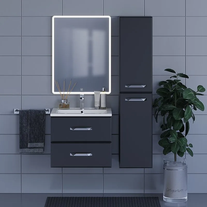 Шкаф-пенал для ванной Uperwood Foster 36х30х160 см, черный Sancos — официальный сайт