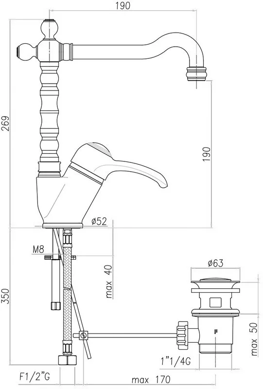Смеситель для раковины Webert Aurora AU831702065 бронза Sancos — официальный сайт