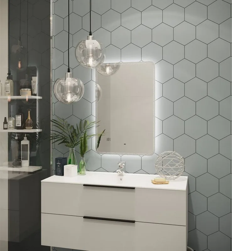 Зеркало Art&Max Messina 50х70 белое, с LED-подсветкой, 6000К Sancos — официальный сайт