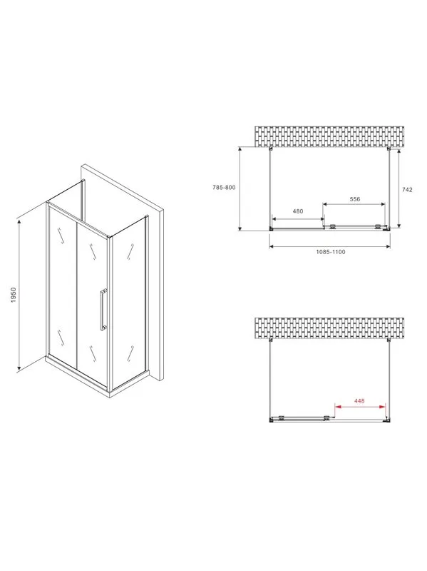 Душевой уголок Abber Schwarzer Diamant AG30110BMH-S80BM-S80BM 110х80 см, профиль матовый черный, сте Sancos — официальный сайт