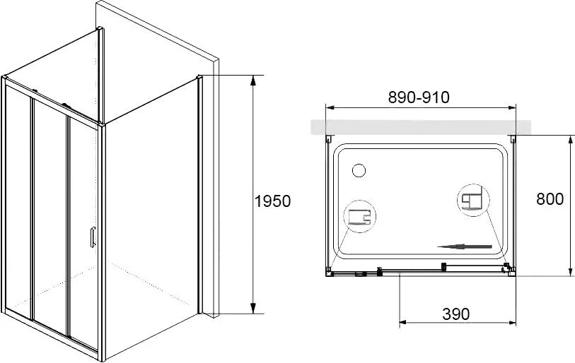 Душевой уголок RGW Passage PA-13+80 см (89-91)x80x195 профиль хром, стекло прозрачное Sancos — официальный сайт