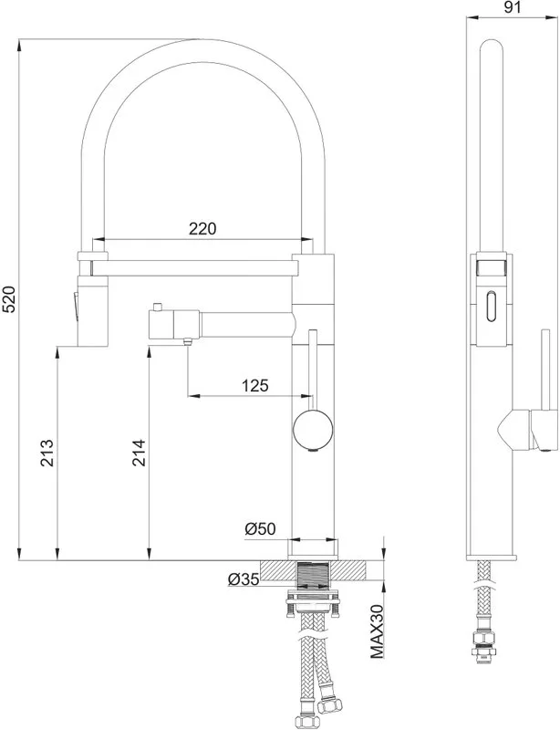Смеситель для кухни Wonzon & Woghand WW-88458007-BG с гибким изливом, брашированное золото Sancos — официальный сайт