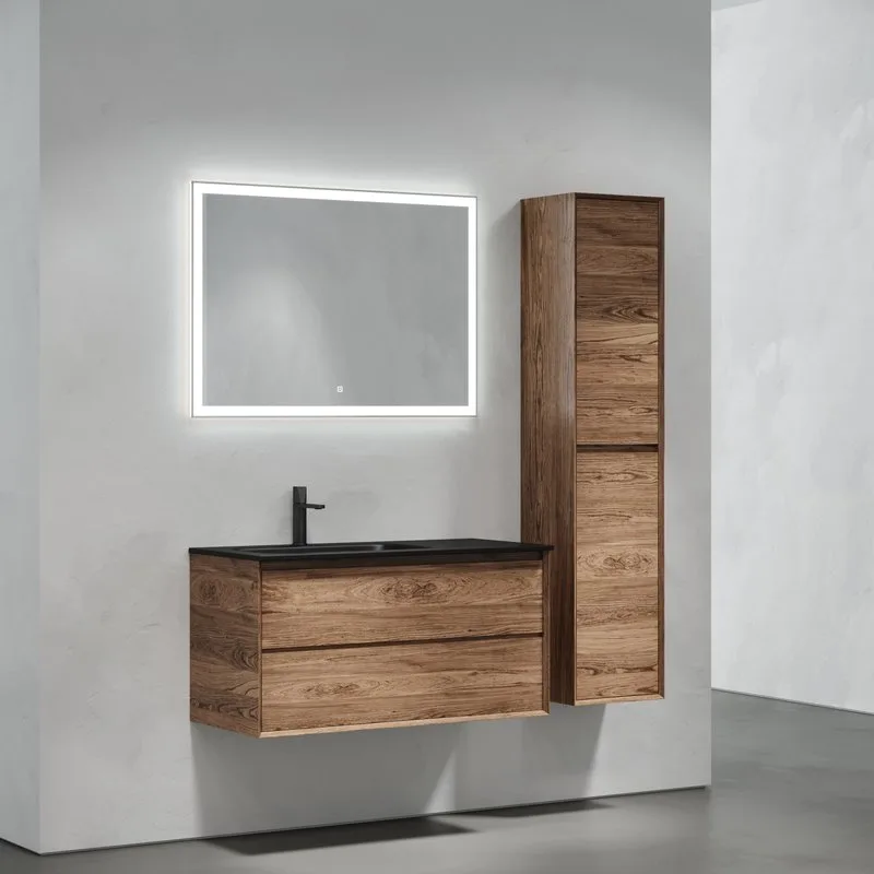 Тумба с раковиной Sancos Marmi 2.0 100 L черная раковина, дуб чарльстон Sancos — официальный сайт