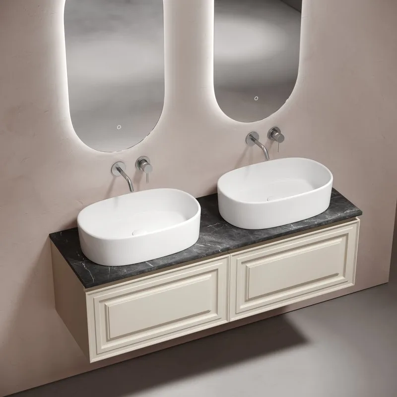 Тумба с раковиной Sancos Very 140 beige soft, столешница черный мрамор TT140A1, раковина CN6075 Sancos — официальный сайт