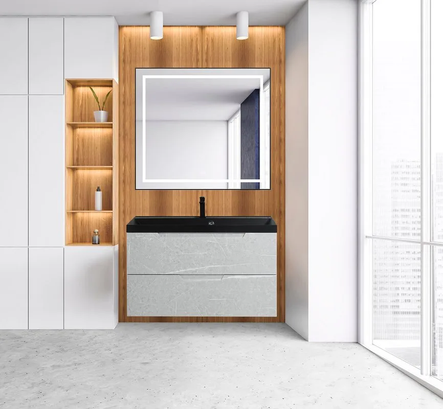 Зеркало BelBagno Kraft SPC-KRAFT-885-785-TCH-WARM-NERO черное, с подогревом Sancos — официальный сайт