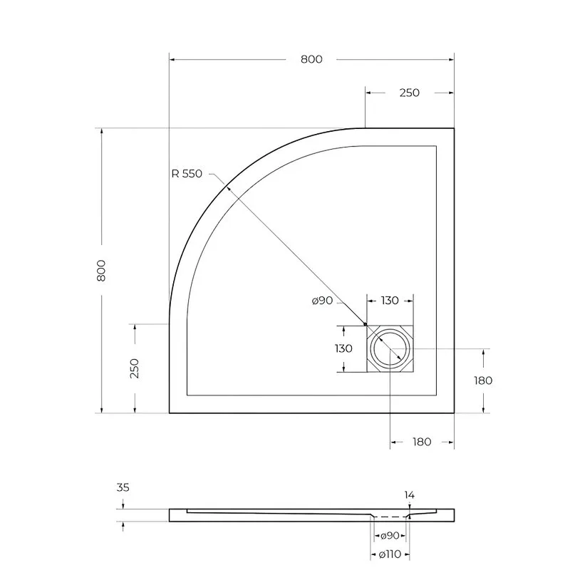 Поддон для душа BelBagno Uno TRAY-MR-UNO-R-80-550-35-W-NO 80х80, белый, с сифоном Sancos — официальный сайт