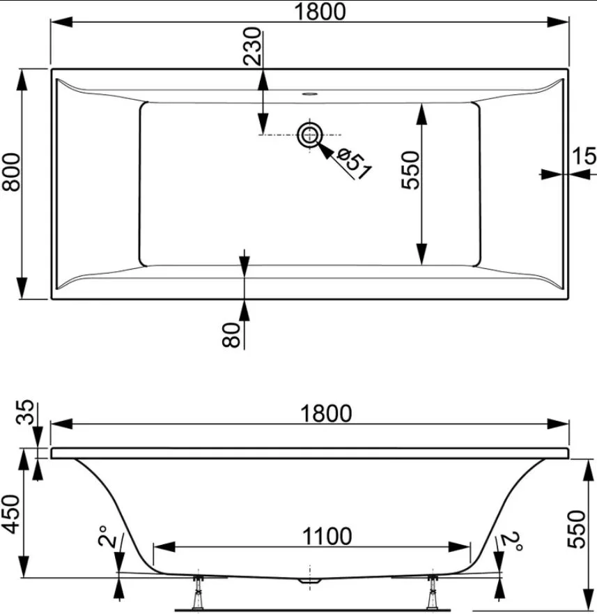 Акриловая ванна Vagnerplast Veronela VPBA180VEA2X-04 без опоры 180x80 см, пристенная, ультрабелая Sancos — официальный сайт