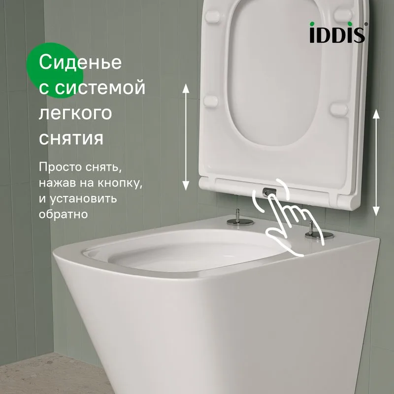 Унитаз подвесной IDDIS Bild Q безободковый, с микролифтом, глянцевый белый Sancos — официальный сайт