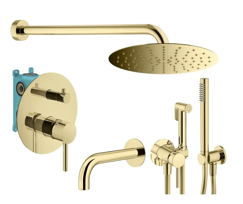 Комплект для ванной Plumberia Selection Ixo KITZXO19OR60 С ВНУТРЕННЕЙ ЧАСТЬЮ, золото 24К Sancos — официальный сайт