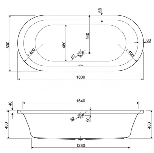Акриловая ванна Cezares Metauro METAURO-Central-180-80-40-W-MATT 180x80 см, отдельностоящая, белая  Sancos — Оригинал