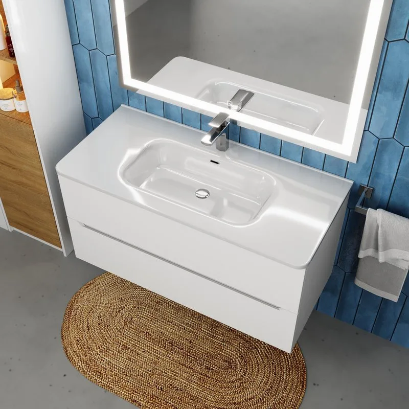Мебельная раковина Uperwood Monica 100 глянцевая белая Sancos — официальный сайт