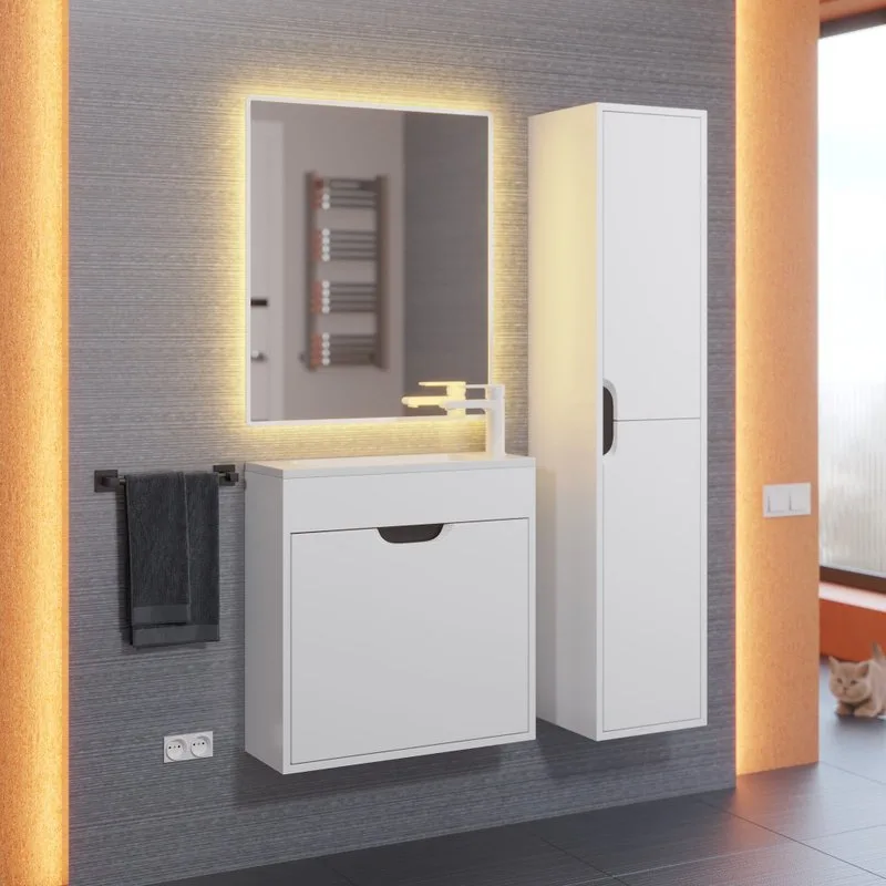 Шкаф-пенал для ванной Uperwood Modul 35 подвесной, графит, белый Sancos — официальный сайт