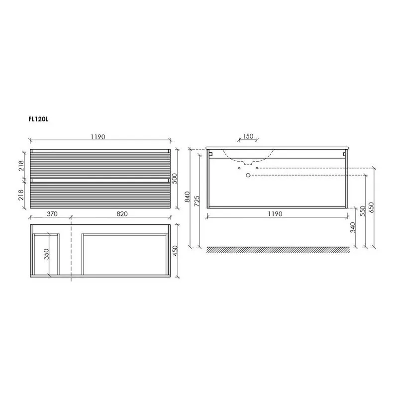 Тумба под раковину Sancos Folk 120 подвесная левая Grey soft (темно-серый), FL120LGS Sancos — официальный сайт
