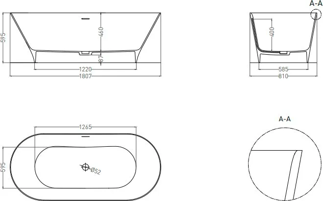 Ванна из искусственного камня Salini Mona S-Stone 180x80 см, отдельностоящая, матовая белая, овальна Sancos — официальный сайт