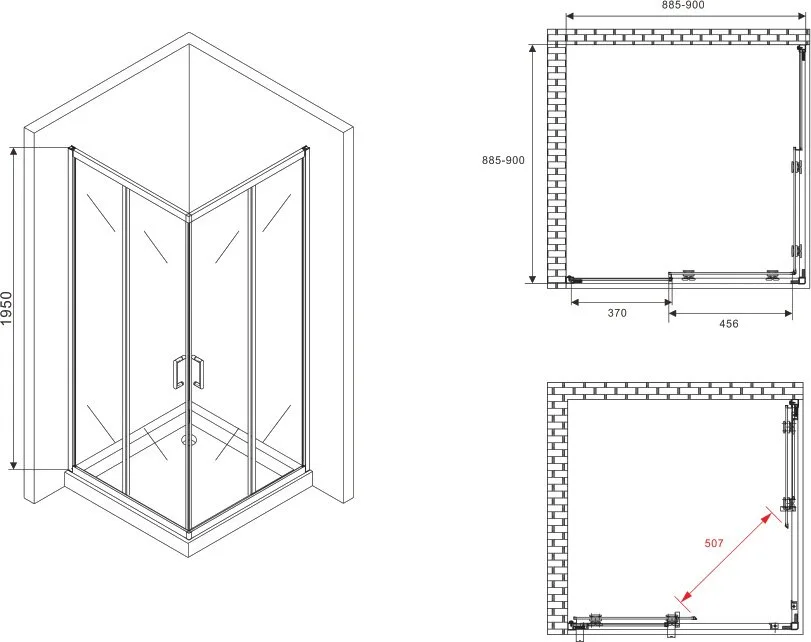 Душевой уголок Abber Schwarzer Diamant AG02090B5 90x90, профиль черный, стекло прозрачное Sancos — официальный сайт