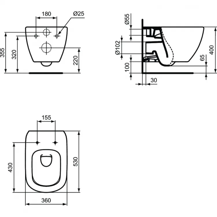 Чаша для унитаза подвесного Ideal Standard Tesi T0079V1 Sancos — официальный сайт