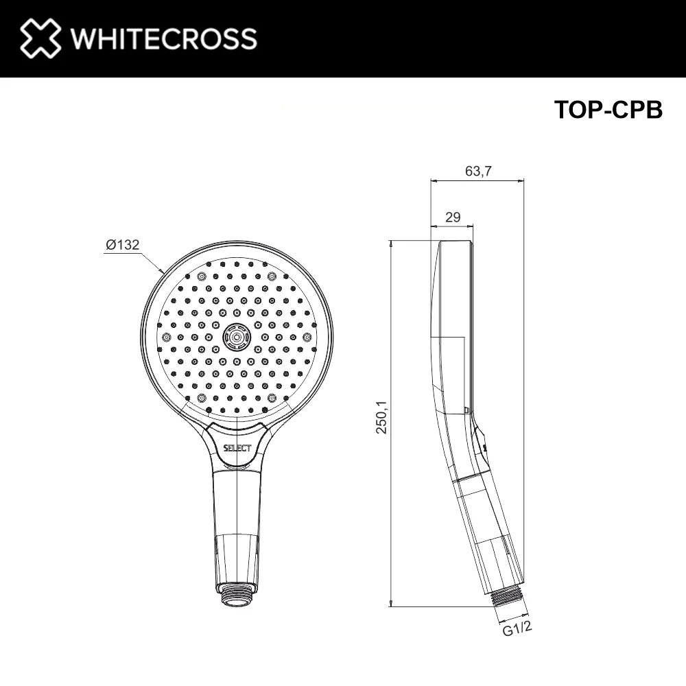 Душевая лейка WHITECROSS Y TOP-CPB брашированная медь Sancos — официальный сайт