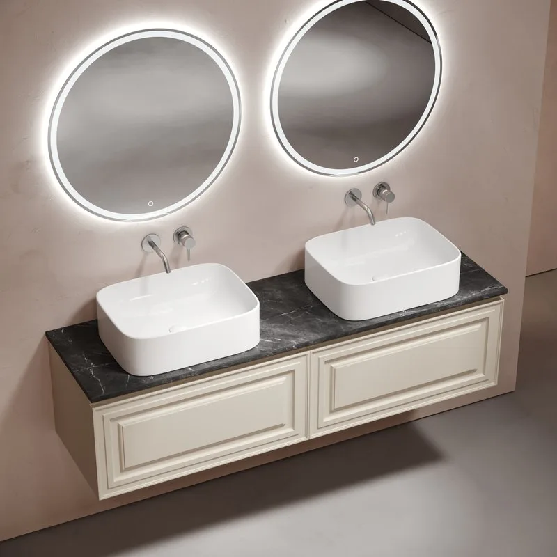 Тумба с раковиной Sancos Very 160 beige soft, столешница черный мрамор TT160A1, раковина CN6052 Sancos — официальный сайт
