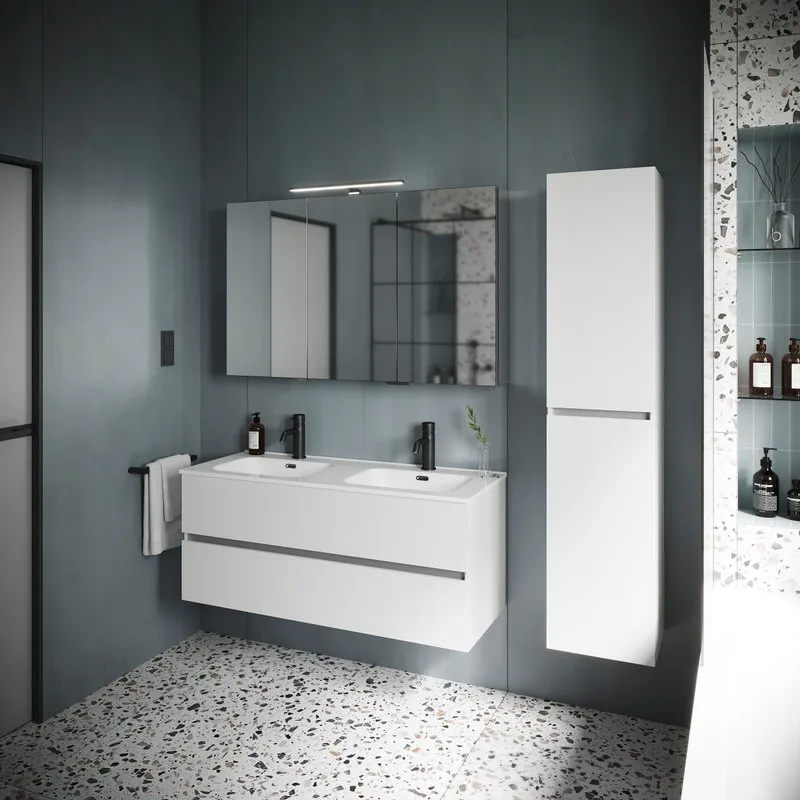 Тумба с раковиной Sancos Urban двойная 120 см, белый глянец Sancos — официальный сайт
