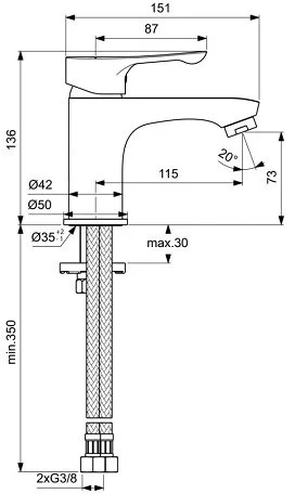 Смеситель для раковины Ideal Standard Alpha BC552AA хром Sancos — официальный сайт