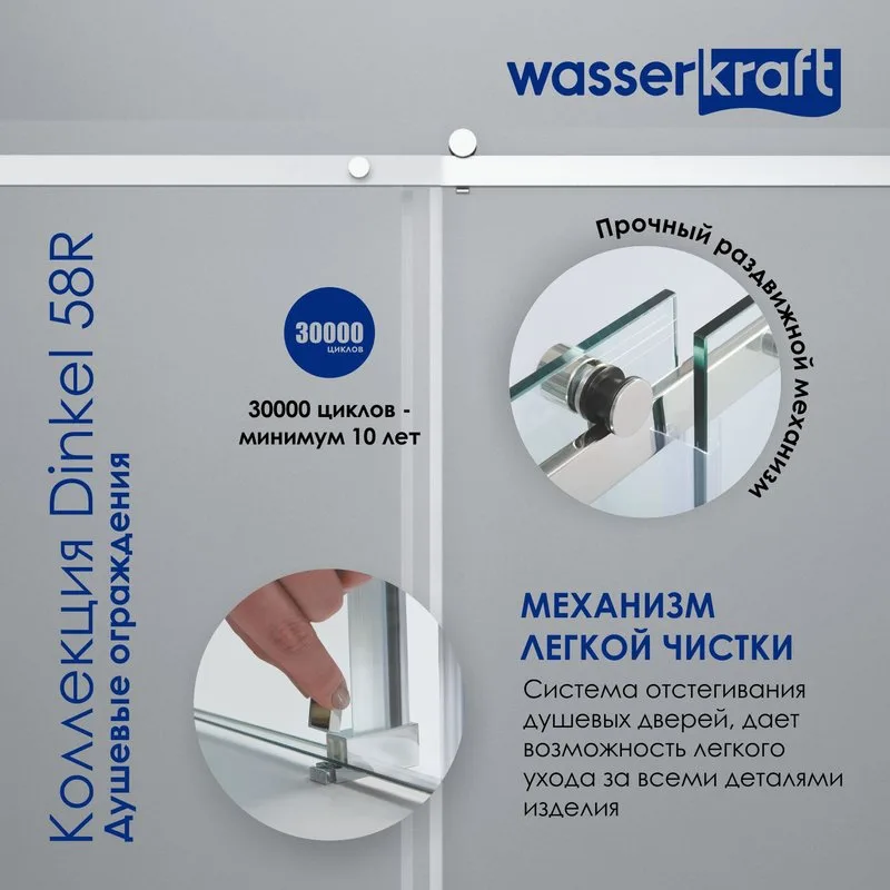 Душевая дверь в нишу Wasserkraft Dinkel 58R31 140 см Sancos — официальный сайт